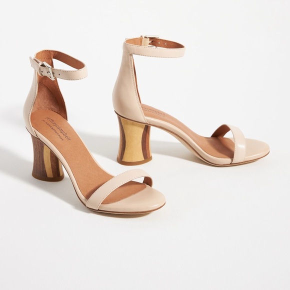 ANTHROPOLOGIE JEFFREY CAMPBELL  Striped Heel Sandal Ivory Leather Wooden Heel main image 8